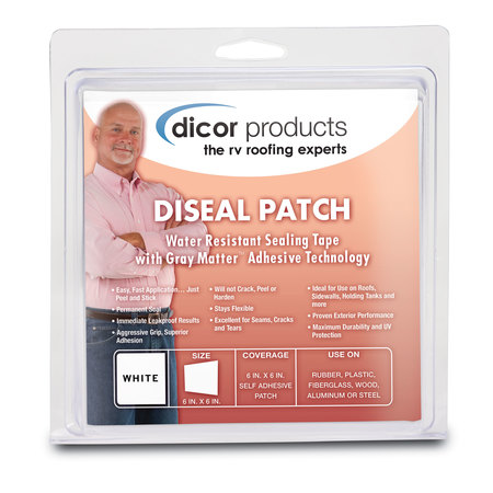 DICOR Dicor Corporation 522TPO-66-1C Diseal Sealing Tape - White, 6" x 6" Patch 522TPO-66-1C
